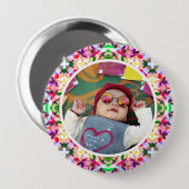 Benutzerdefiniertes Foto Lebendige rosa Muttertags Button (Vorne & Hinten)