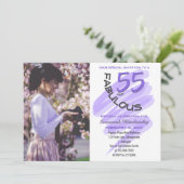 Benutzerdefiniertes Foto Lila 55 und fabelhaftes P Einladung (Stehend Vorderseite)