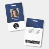 Benutzerdefiniertes Foto-Logo Bar-ID Blau Ausweis (Vorder- & Rückseite)