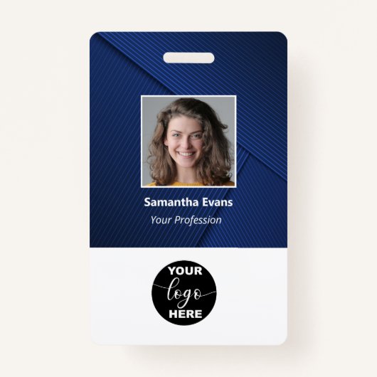 Benutzerdefiniertes Foto-Logo Bar-ID Blau Ausweis (Vorderseite)