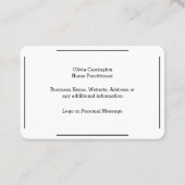 Benutzerdefiniertes Foto-Logo Beruflich Einfaches  Visitenkarte (Rückseite)