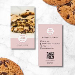 Benutzerdefiniertes Foto-Logo QR Pink Bäckerei Visitenkarte