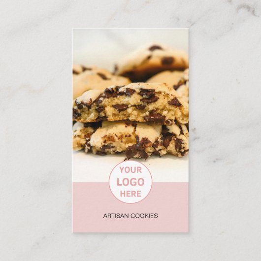 Benutzerdefiniertes Foto-Logo QR Rosa Bäckerei Visitenkarte (Vorderseite)