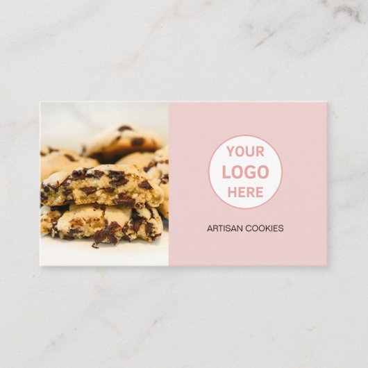 Benutzerdefiniertes Foto-Logo QR Rosa Bäckerei Visitenkarte (Vorderseite)