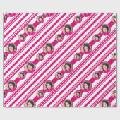 Benutzerdefiniertes Foto Logo Rot und Weiß Candy C Geschenkpapier (Flach)