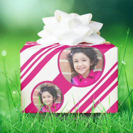 Benutzerdefiniertes Foto Logo Rot und Weiß Candy C Geschenkpapier