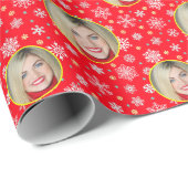 Benutzerdefiniertes Foto Logo Snowflake Rot Festiv Geschenkpapier (Rolleneckpunkt)