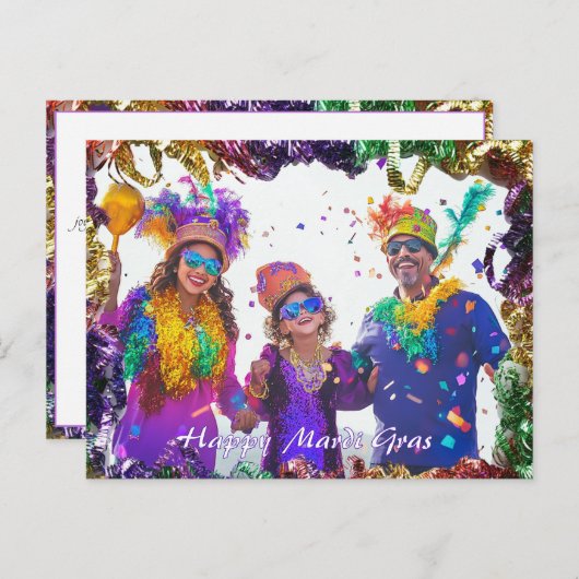 Benutzerdefiniertes Foto 💚 💜 Mardi Gras Erinneru Postkarte (Vorne/Hinten)