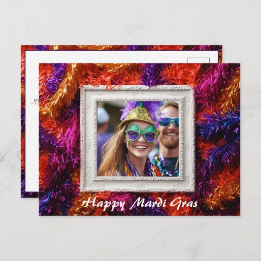 Benutzerdefiniertes Foto 💚 💜 Mardi Gras Magic Postkarte (Vorne/Hinten)