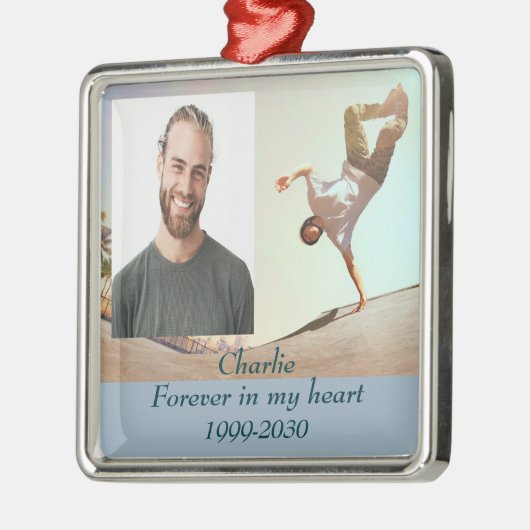 Benutzerdefiniertes Foto Memorial Keepake für imme Ornament Aus Metall (Links)