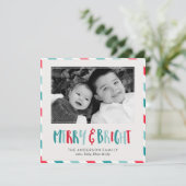 Benutzerdefiniertes Foto "Merry and Bright" Feiertagskarte (Stehend Vorderseite)