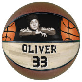 Benutzerdefiniertes Foto mit Benutzername und Holz Basketball (Vorderseite)