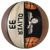 Benutzerdefiniertes Foto mit Benutzername und Holz Basketball (Vertikal)