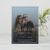 Benutzerdefiniertes Foto mit Black Wedding Save th Save The Date (Stehend Vorderseite)