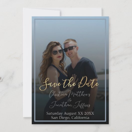 Benutzerdefiniertes Foto mit Black Wedding Save th The Date (Vorderseite)