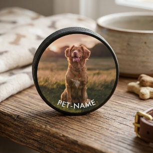 Benutzerdefiniertes Foto mit dem Namen Ihres Hunde Eishockey Puck