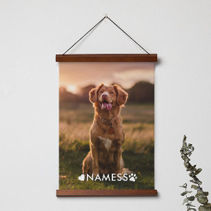 Benutzerdefiniertes Foto mit dem Namen Ihres Hunde Wandteppich Mit Holzrahmen