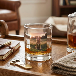 Benutzerdefiniertes Foto mit dem Namen Ihres Hunde Whiskyglas