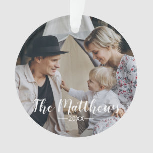 Benutzerdefiniertes Foto mit Familienname Ornament