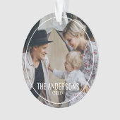 Benutzerdefiniertes Foto mit Familienname Ornament (Vorderseite)