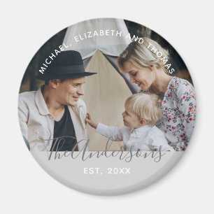 Benutzerdefiniertes Foto mit Familienname und Grün Magnet