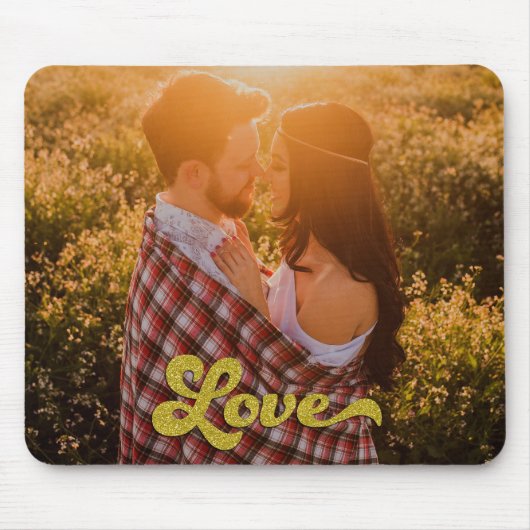 Benutzerdefiniertes Foto mit goldener Liebe Mousepad (Vorne)