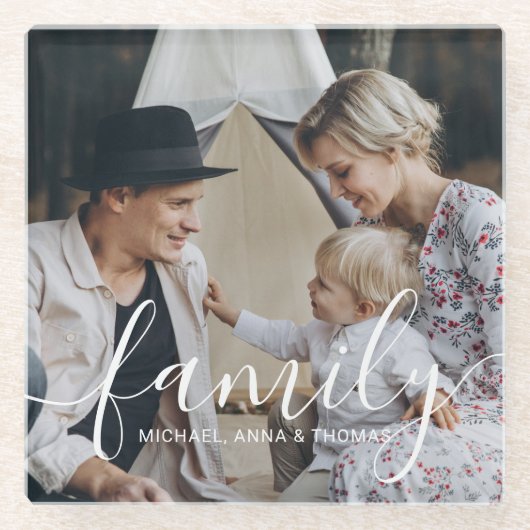 Benutzerdefiniertes Foto mit individuelle Name Glasuntersetzer (Vorderseite)