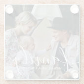 Benutzerdefiniertes Foto mit individuelle Name Glasuntersetzer (Rückseite)