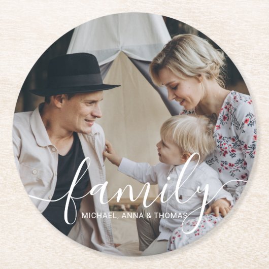 Benutzerdefiniertes Foto mit individuelle Name Runder Pappuntersetzer (Vorderseite)