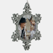 Benutzerdefiniertes Foto mit individuelle Name Schneeflocken Zinn-Ornament (Links)