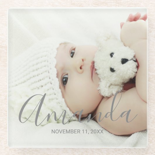 Benutzerdefiniertes Foto mit Individuelle Name und Glasuntersetzer (Vorderseite)