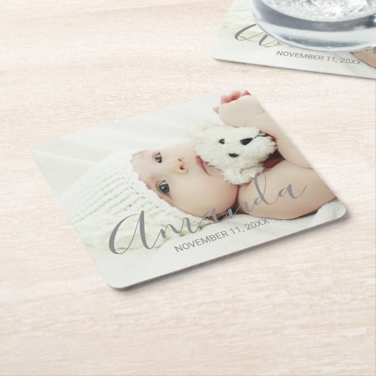 Benutzerdefiniertes Foto mit Individuelle Name und Rechteckiger Pappuntersetzer (angewinkelt)