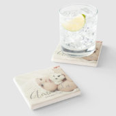 Benutzerdefiniertes Foto mit Individuelle Name und Steinuntersetzer (Seitenansicht)