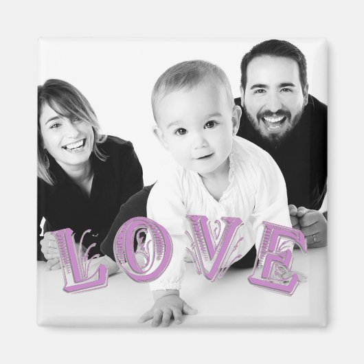 Benutzerdefiniertes Foto mit Liebe Lettern Overlay Magnet (Vorne)