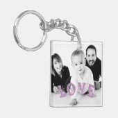 Benutzerdefiniertes Foto mit Liebe Lettern Overlay Schlüsselanhänger (Vorderseite links)