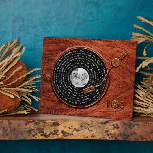 Benutzerdefiniertes Foto mit Liebe-Meldung Rustika Fotoplatte (Seite)