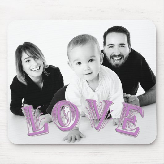 Benutzerdefiniertes Foto mit LIEBE Typografie-Over Mousepad (Vorne)