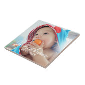 Benutzerdefiniertes Foto mit Name und Datum Fliese (Seite)