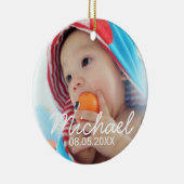 Benutzerdefiniertes Foto mit Name und Datum Keramik Ornament (Rechts)