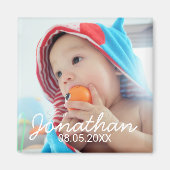 Benutzerdefiniertes Foto mit Name und Datum Magnet (Vorne)