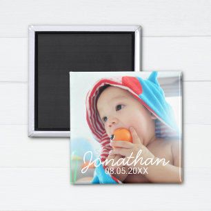 Benutzerdefiniertes Foto mit Name und Datum Magnet