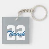 Benutzerdefiniertes Foto mit Name und Jersey-Numme Schlüsselanhänger (Rückseite)