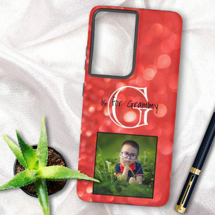 Benutzerdefiniertes Foto mit Namen Monogramm Koral Samsung Galaxy Hülle