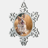 Benutzerdefiniertes Foto mit Namen Schneeflocken Zinn-Ornament (Rechts)