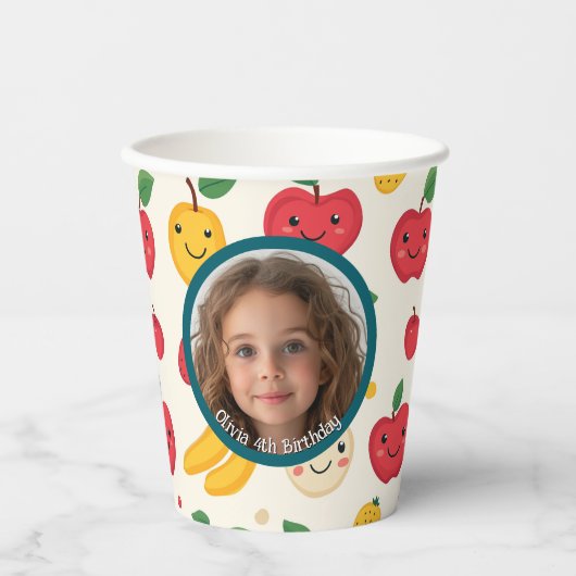 Benutzerdefiniertes Foto mit niedlichem Rot und Ge Pappbecher (Vorderseite)