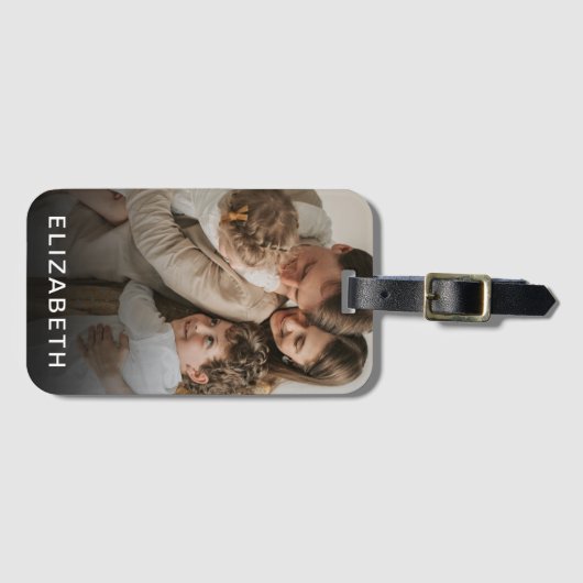 Benutzerdefiniertes Foto mit personalisiertem Name Gepäckanhänger (Vorderseite (Horizontal))