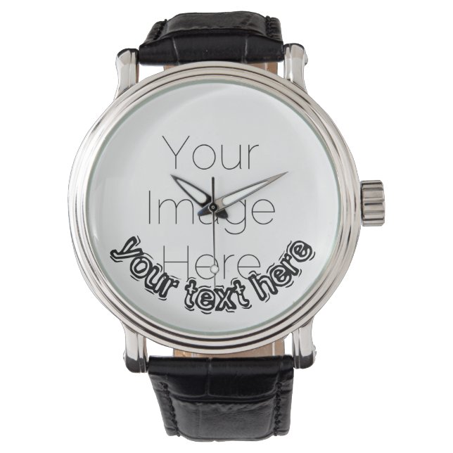 Benutzerdefiniertes Foto mit personalisiertem Text Armbanduhr (Vorderseite)
