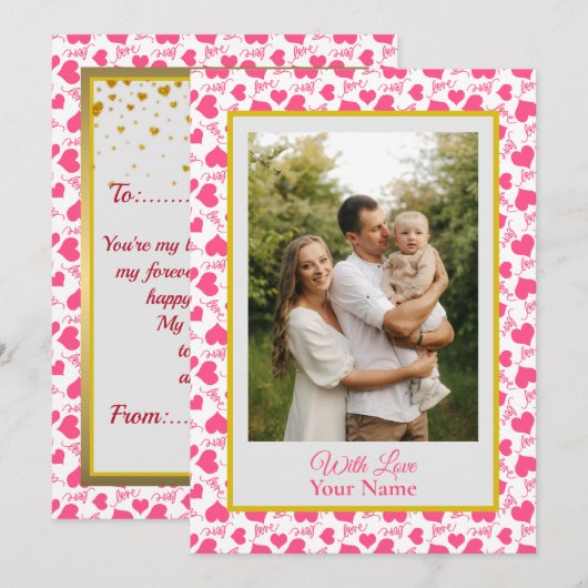 Benutzerdefiniertes Foto mit rosa Liebe Herz (Vorne/Hinten)