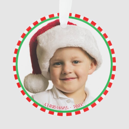 Benutzerdefiniertes Foto mit Rot- und Weißrahmen Ornament (Vorderseite)