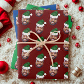Benutzerdefiniertes Foto mit Santa Hat Geschenkpapier Set